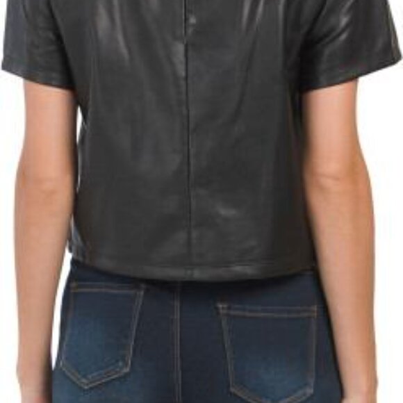 Black Faux Leather shirt, size XS - Picture 2 of 9